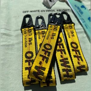 Off-White Mini Industrial Belt Yellow Keychain for keys